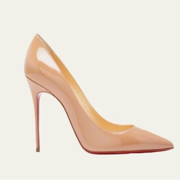 #133 CHRISTIAN LOUBOUTIN Patent Leather Nude Pumps - Picture 1 of 11